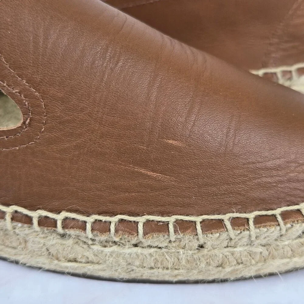 Soludos Size 8.5M Caramel Colored Slip On Loafer Espadrilles Leather Upper
